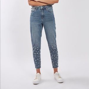Topshop Moto Gem Hem Mom Jeans Petite